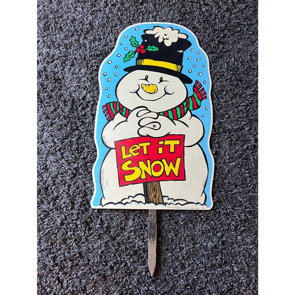 Vintage Snow Man Winter Yard Sign. 1998 Impact Plastics Large Snowman Sign - Picture 1 of 7